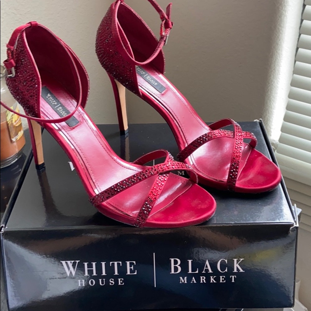 Red satin Party/ formal sandals size 11 WHBM